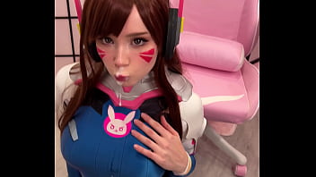 Tiktoker Chick Cosplay D.Va from Overwatch and Deep-throats Man-meat till Facial popshot jizz fountain money-shot cum-shot jizz fountain